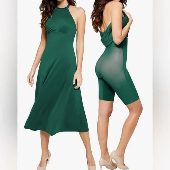 Elegant Green Midi Dress - Picture 2 of 15